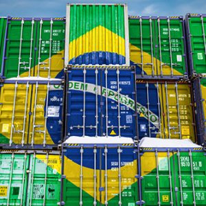 Container mit Flagge Brasilien