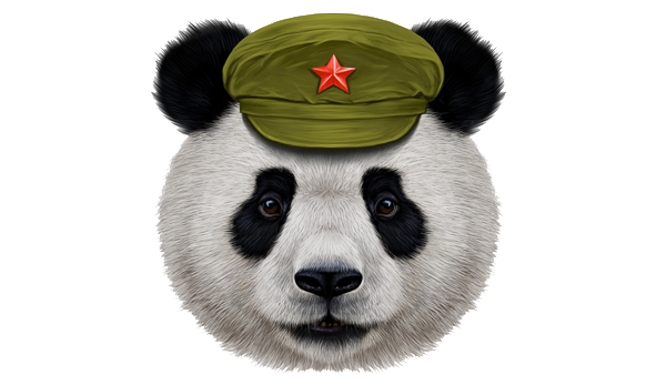 Panda mit Militärkappe