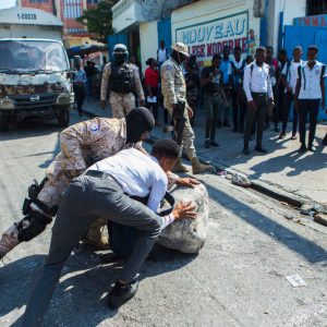 Straßenblockade in Port-au-Prince