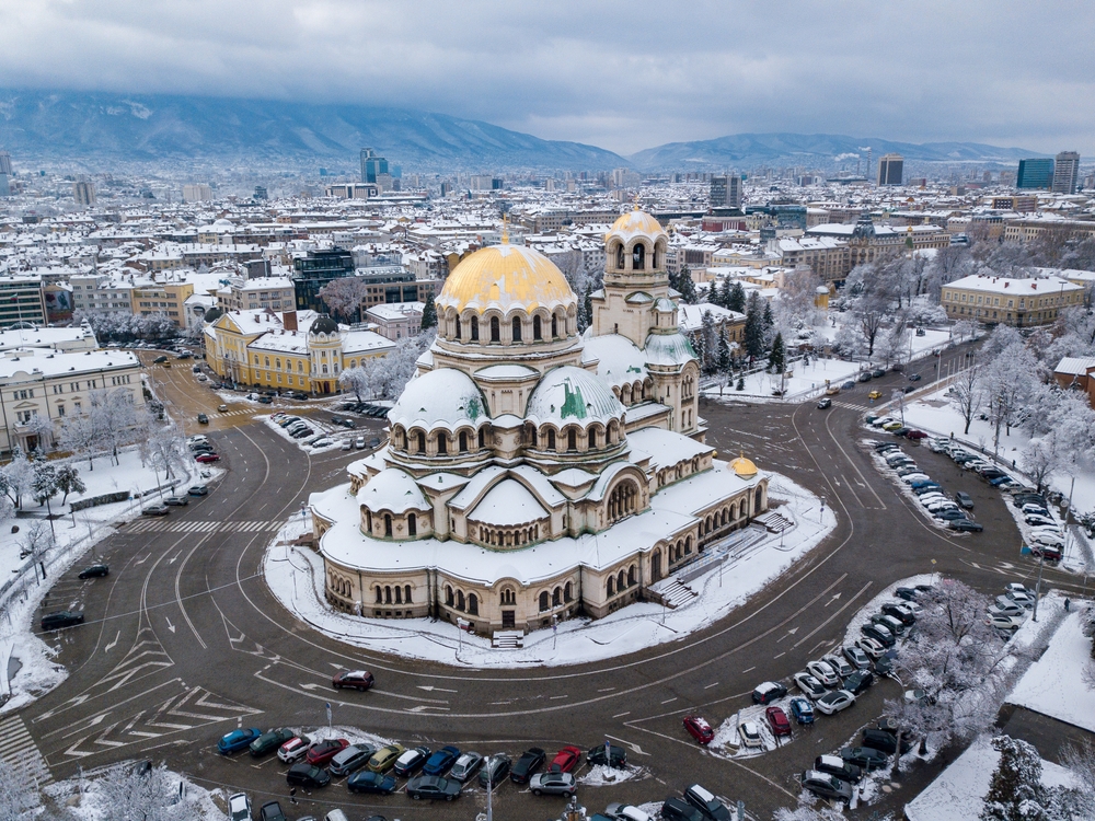 Winterliche Alexander-Newski-Kathedrale in Sofia